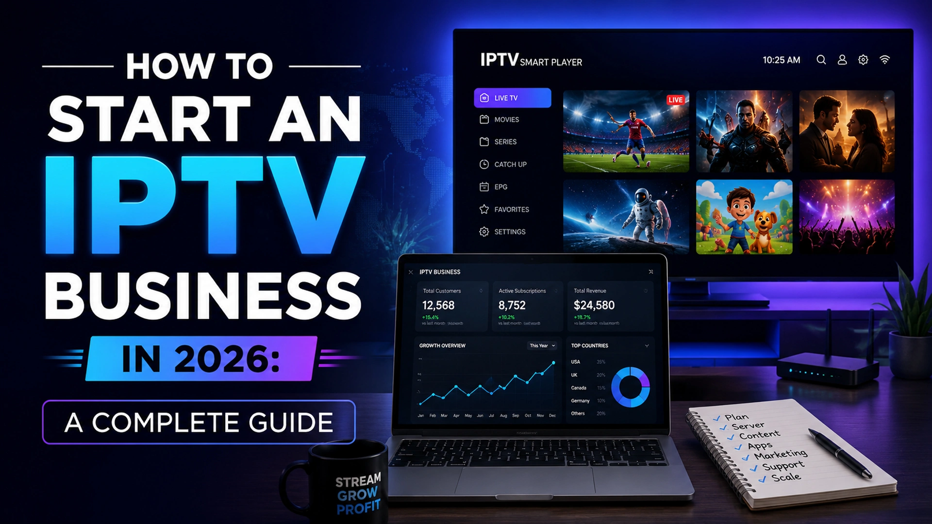 How to Start an IPTV business in 2026 A Complete Guide covering server setup, content licensing, subscriptions, and marketing