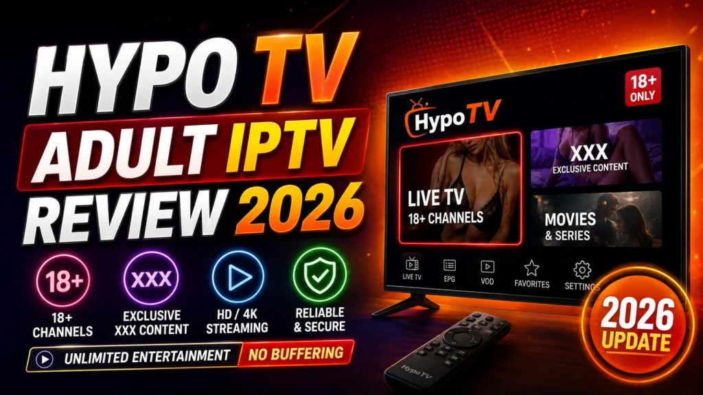 Hypo TV Adult IPTV Review 2026 - 18+ channels, XXX content, HD/4K streaming interface