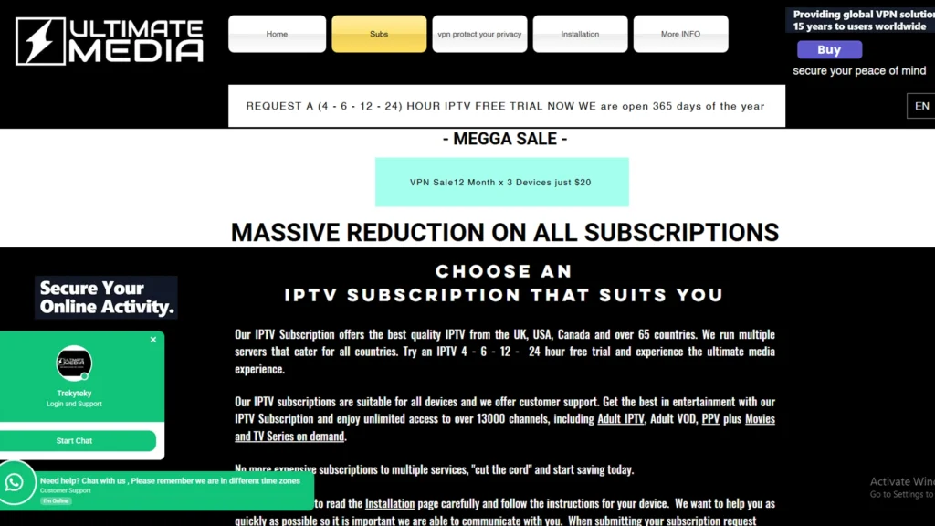 Ultimate Media Store Home page