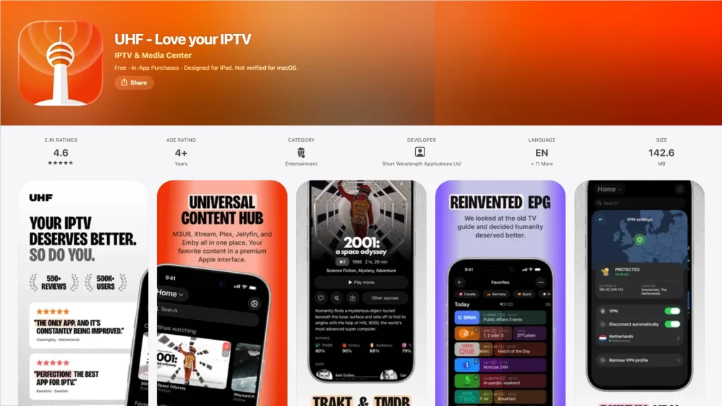 UHF IPTV player