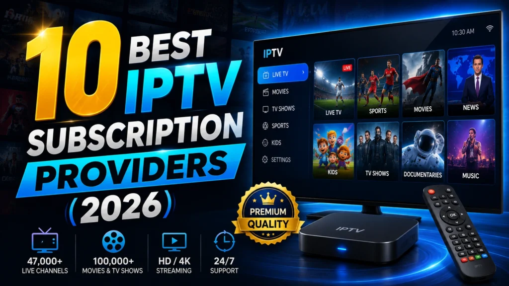 10 best IPTV subscription providers 2026 comparison with live TV, sports, movies and 47,000+ channels