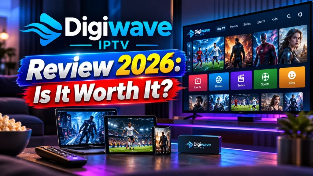Digiwave IPTV homepage showing Canadian IPTV channels and streaming features