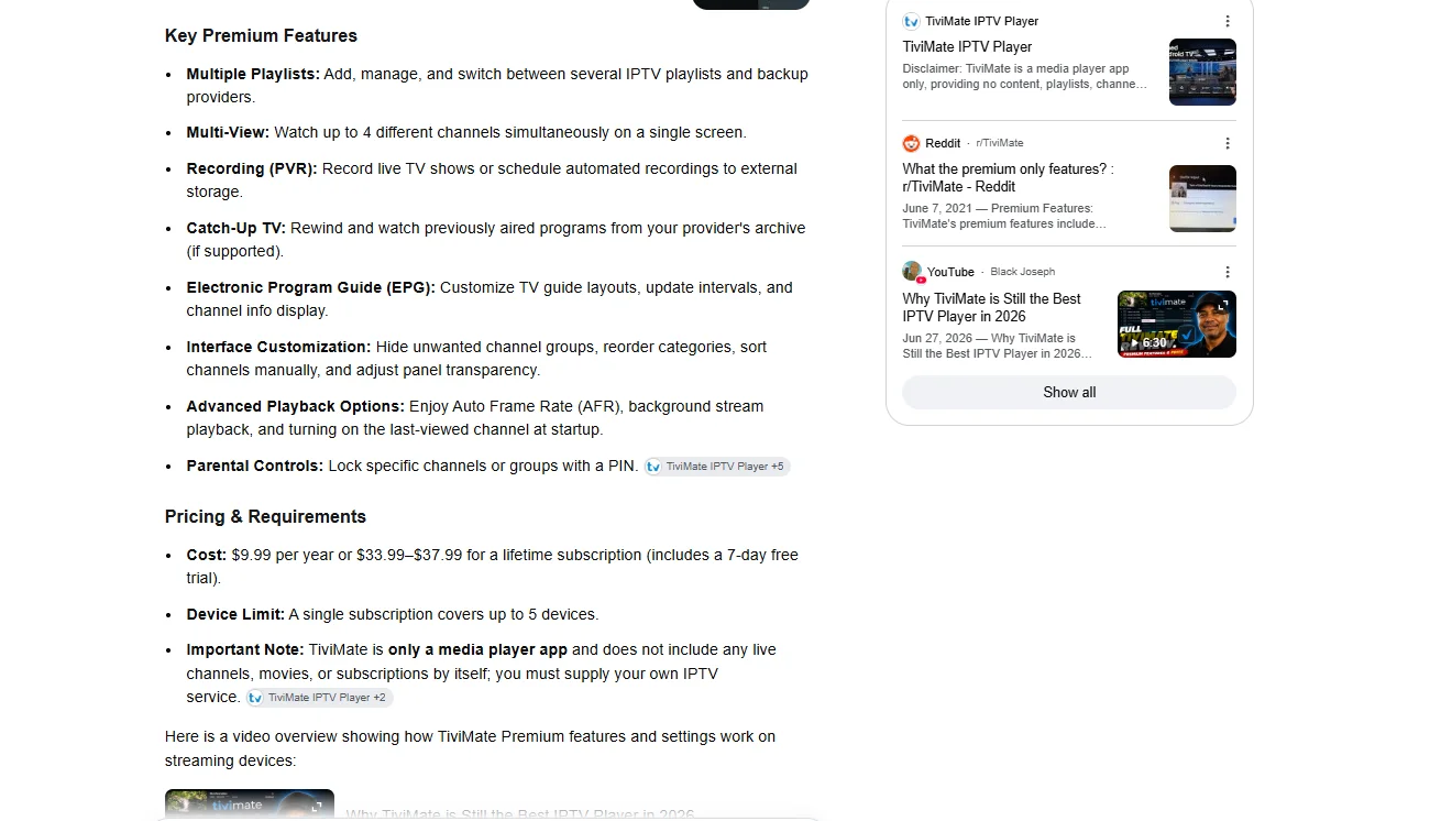 TiviMate Premium Features